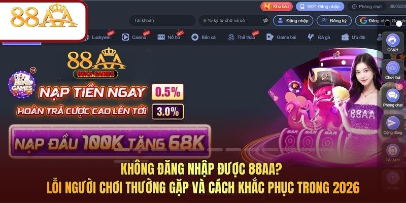 Không đăng nhập được 88AA? Lỗi người chơi thường gặp và cách khắc phục trong 2026