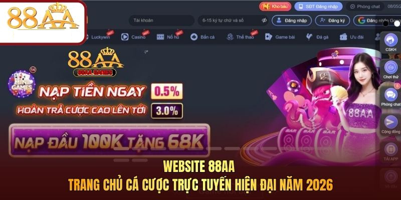 Website 88AA – Trang chủ cá cược trực tuyến hiện đại năm 2026